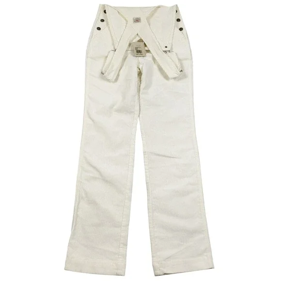 Faherty Walker Cord Overall Egret White Organic Cotton Bib Stretch NWT Womens S